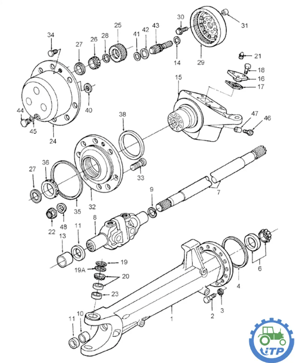 Agriculture machinery parts 113561A1- suitable for Case 580L 580SL 580M 580SM 4WD Complete Front Axle