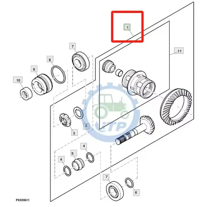 Ring and Pinion Gear Assembly RE275344 for John Deere 5415 5425 5615 5065E 5075E